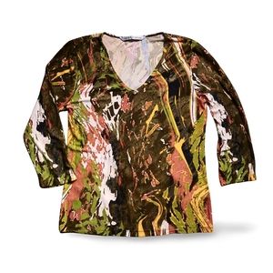 5/$25 Peter Nygard Abstract 3/4 Length Sleeve Blouse